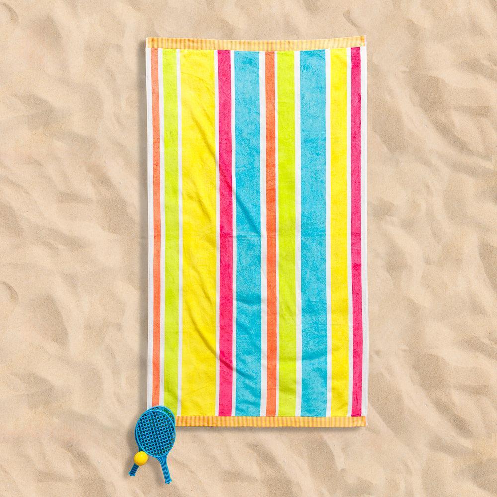 Sunny Stripes Velour Beach Towel-Beach Towels