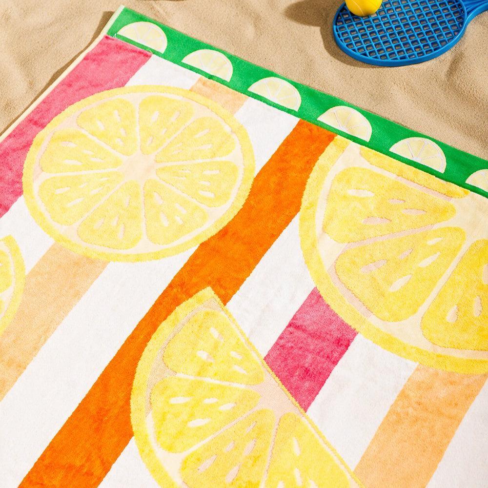 Cotton Collection Velour Citrus Serenity Beach Towel-Beach Towels