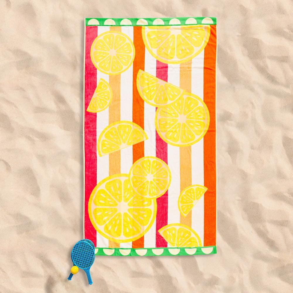 Cotton Collection Velour Citrus Serenity Beach Towel-Beach Towels