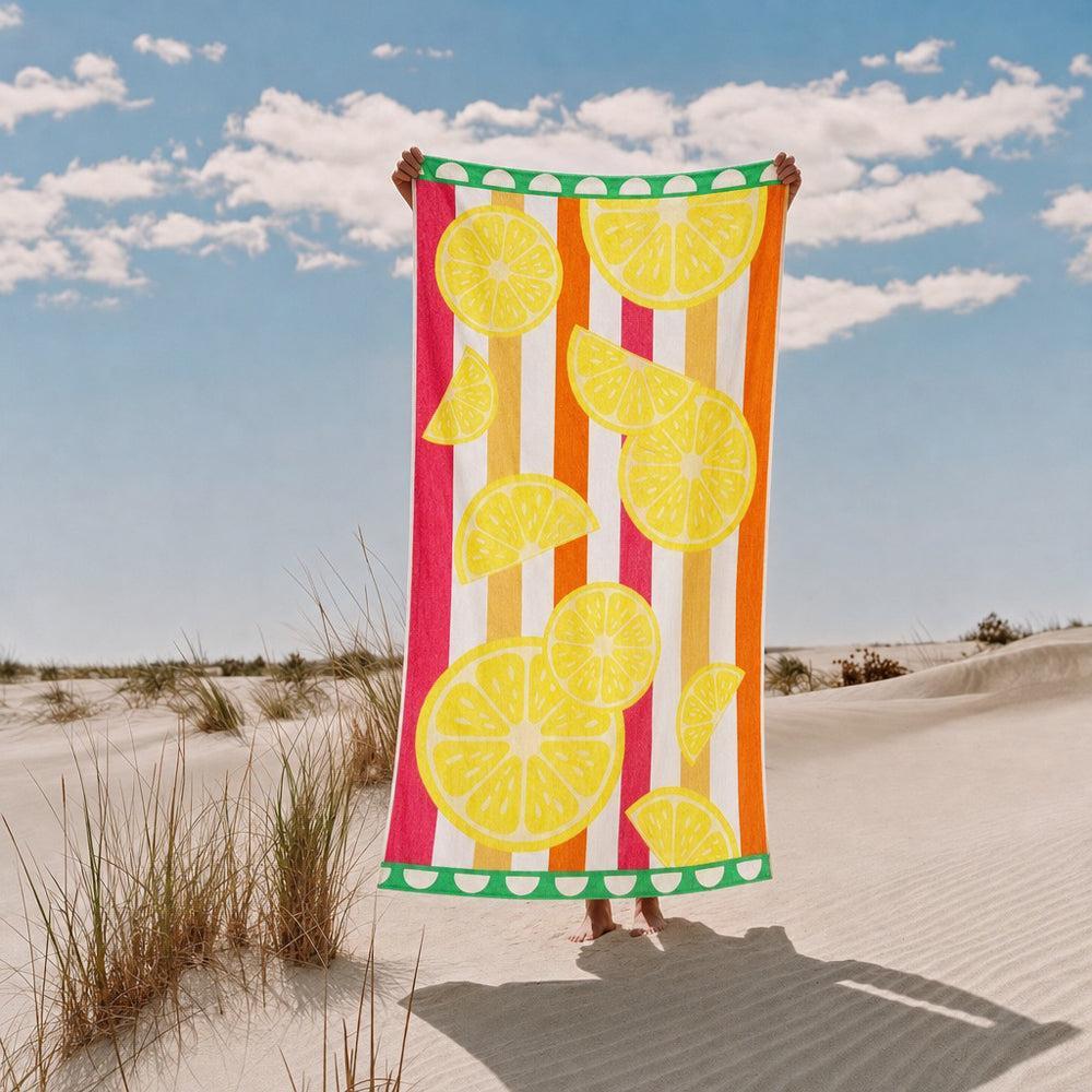Cotton Collection Velour Citrus Serenity Beach Towel-Beach Towels