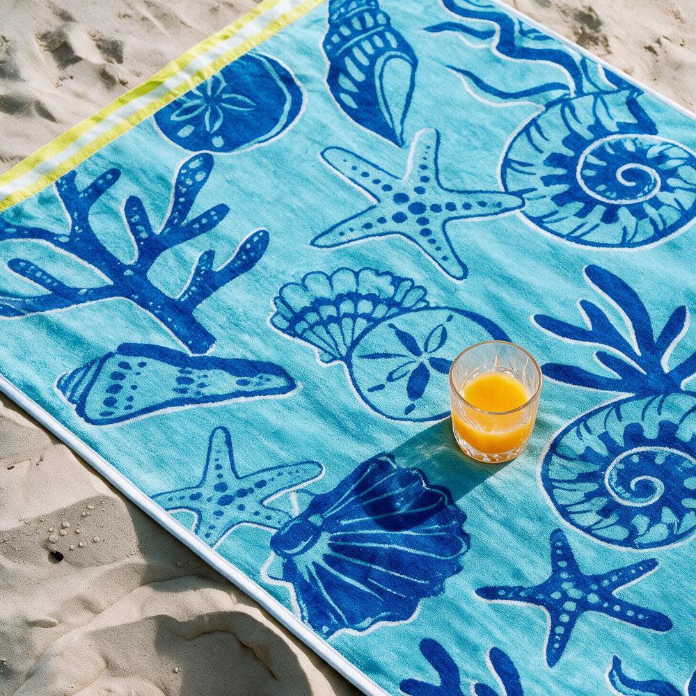 Cotton Collection Velour Coral Coast Beach Towel-Beach Towels