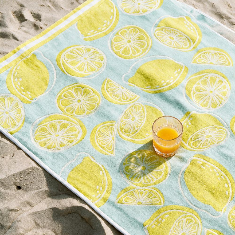 Cotton Collection Velour Lemonade Magic Beach Towel-Beach Towels