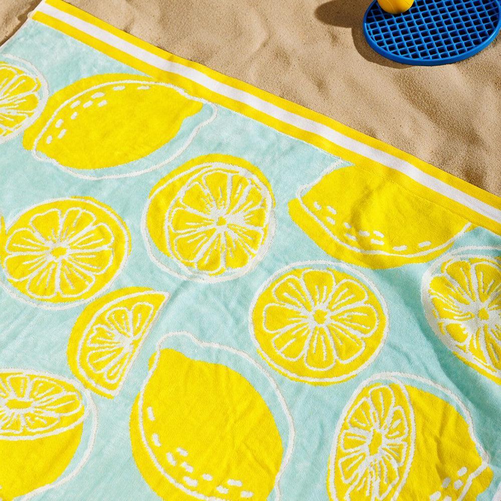 Cotton Collection Velour Lemonade Magic Beach Towel-Beach Towels