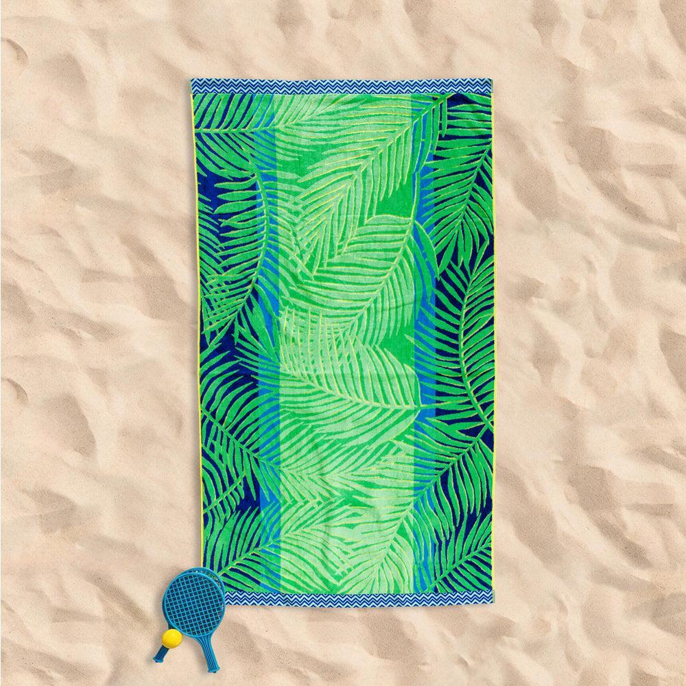 Cotton Collection Velour Palms Paradise Beach Towel-Beach Towels