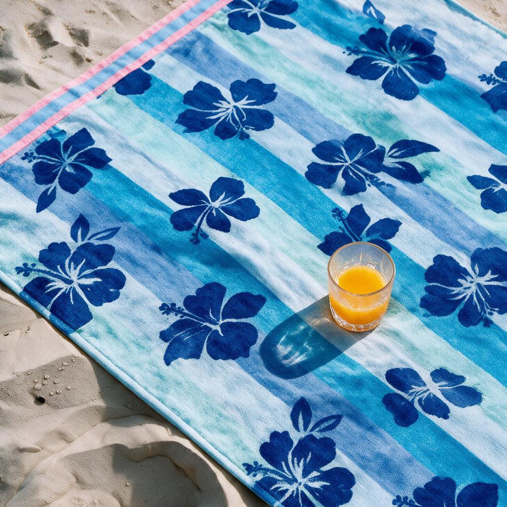 Cotton Collection Velour Saffron Sunset Shore Beach Towel-Beach Towels