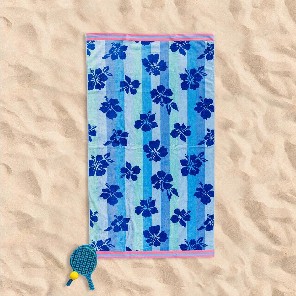 Cotton Collection Velour Saffron Sunset Shore Beach Towel-Beach Towels