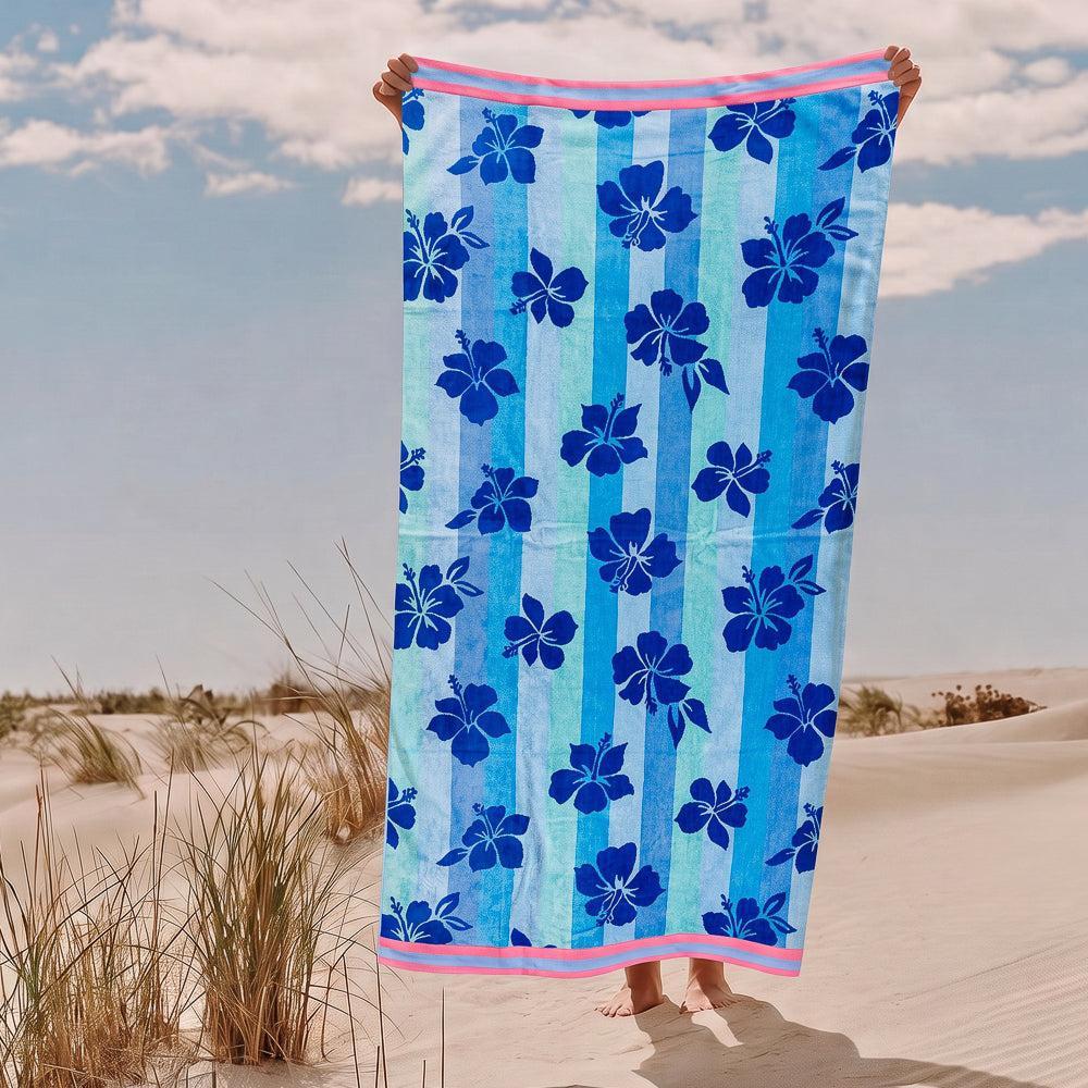 Cotton Collection Velour Saffron Sunset Shore Beach Towel-Beach Towels