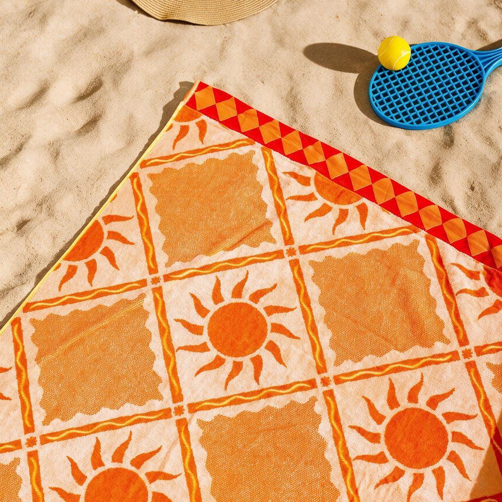 Cotton Collection Velour Sandy Shore Beach Towel-Beach Towels