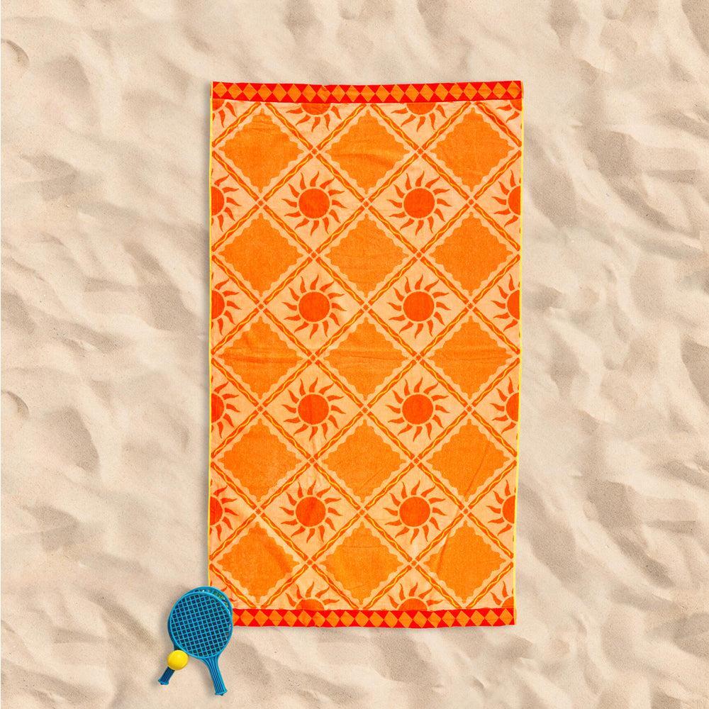 Cotton Collection Velour Sandy Shore Beach Towel-Beach Towels