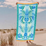 Cotton Collection Velour Seaside Chic Beach Towel