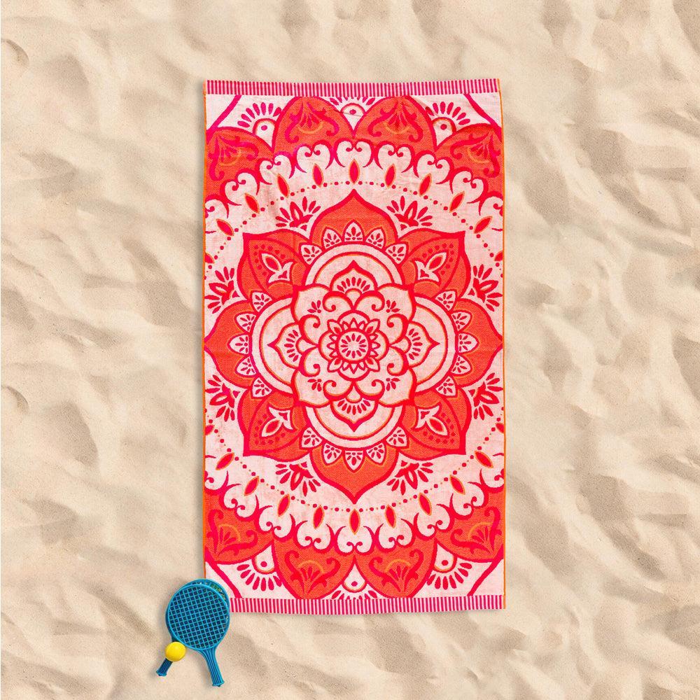 Cotton Collection Velour Sun Soul Mandala Beach Towel-Beach Towels