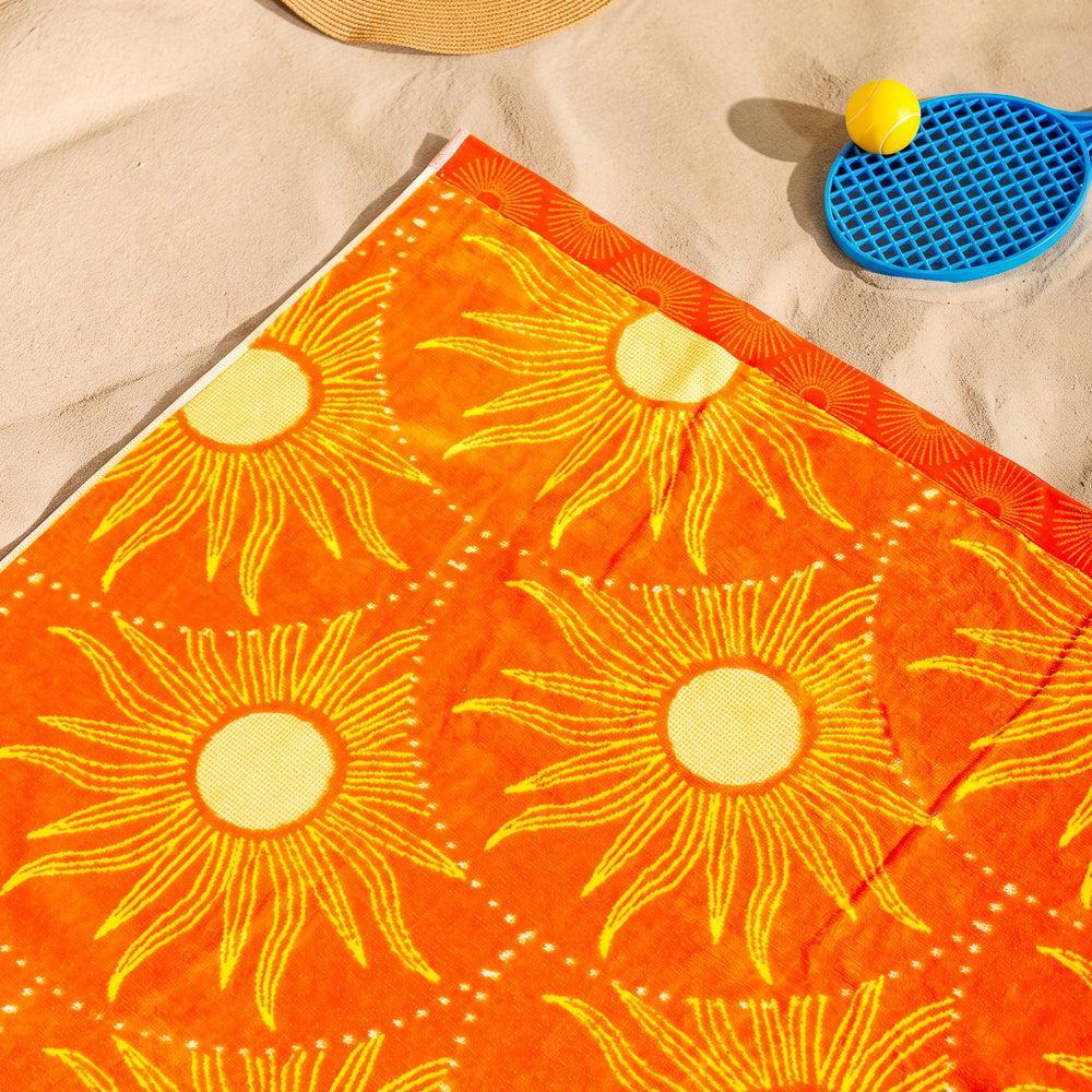 Cotton Collection Velour Sunscape Beach Towel-Beach Towels