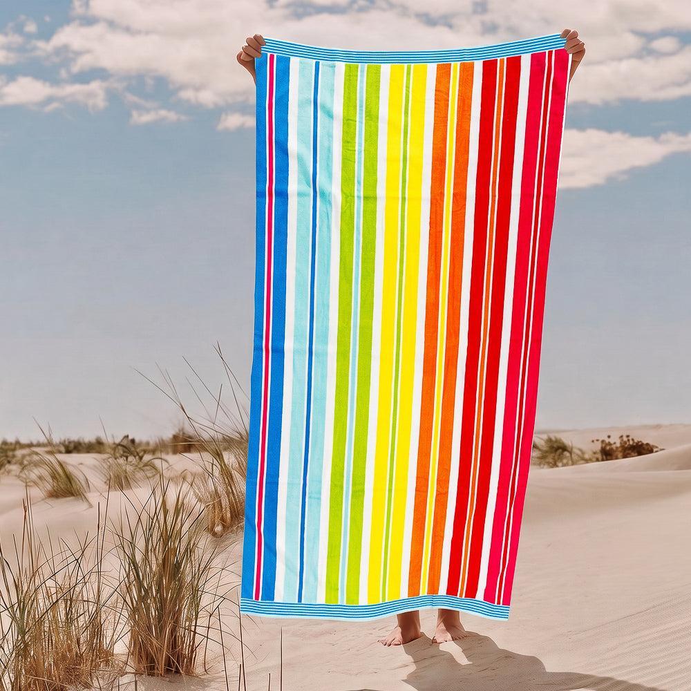 Cotton Collection Velour Tropical Tide Beach Towel-Beach Towels