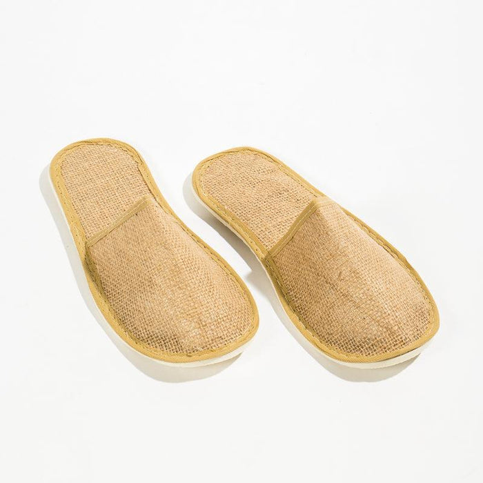 Disposable Natural Jute Slippers Closed-toe-GUEST AMENITIES