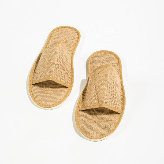 Disposable Natural Jute Slippers Open-toe-GUEST AMENITIES