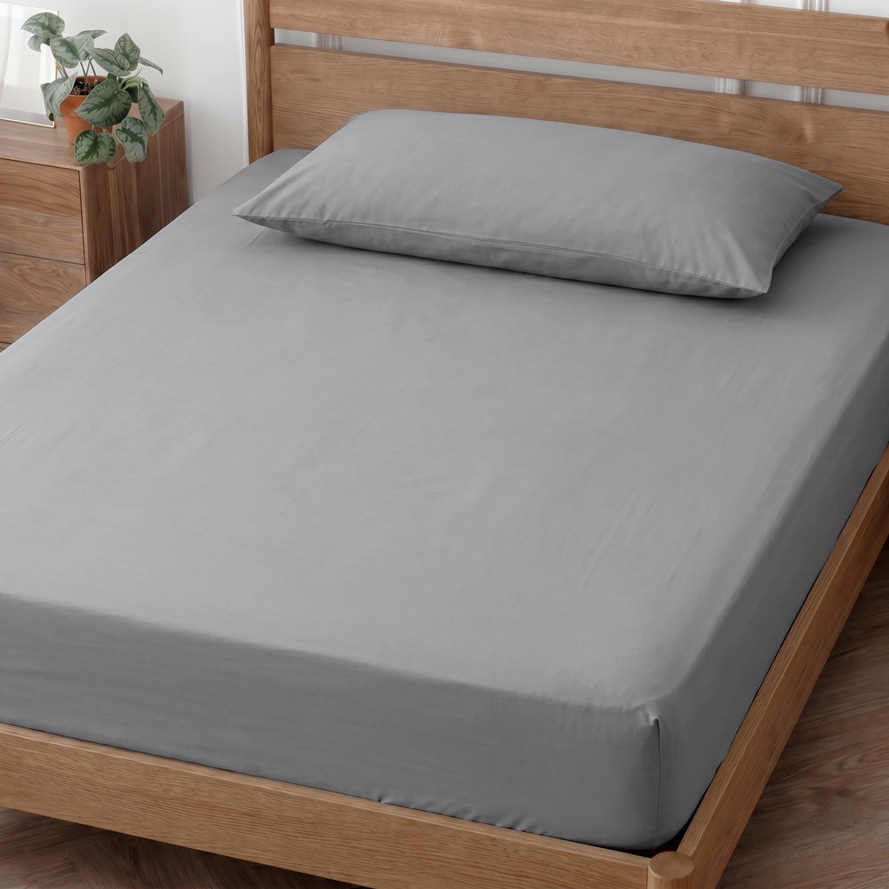 Easy Care 144 Thread Count Polycotton Pillowcase Grey-Pillowcases