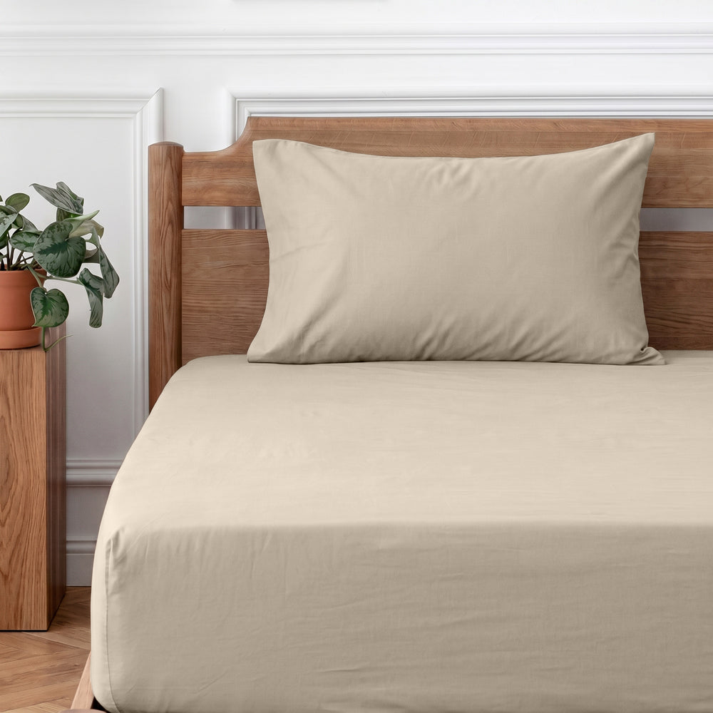Easy Care 144 Thread Count Polycotton Pillowcase Stone-Pillowcases