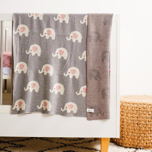 100% Cotton Jacquard Baby Blanket 80x100cm - Ellie Elephant-Blankets-Little Whitehouse