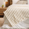 Fluted Faux Fur Blanket Ivory