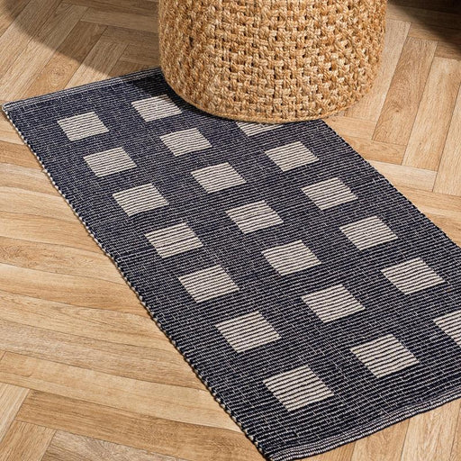 Full Box Pattern Rug Navy (60 x 120cm)-CARPET