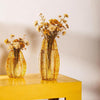 Glass Vase Carambola Shaped Golden Amber