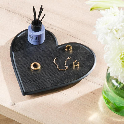Heart Tray - Matt Black-Décor
