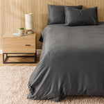 Heritage Collection Cotton Linen Blend Duvet Cover Set Charcoal