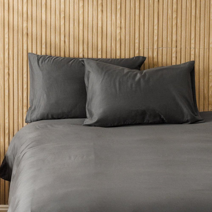 Heritage Collection Cotton Linen Blend Pillowcase Pair Charcoal-Pillowcases