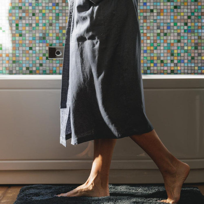 Heritage Collection Luxury Linen and Lyocell Kimono Gown Midnight-Bathrobes