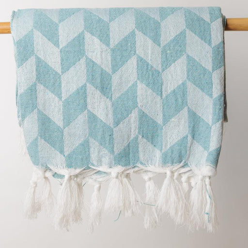 Herringbone Jacquard Throw - Duck Egg-Throw