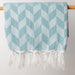 Herringbone Jacquard Throw - Duck Egg-Throw