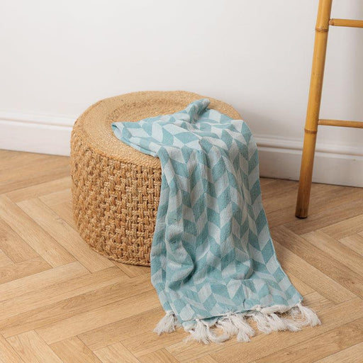 Herringbone Jacquard Throw - Duck Egg-Throw