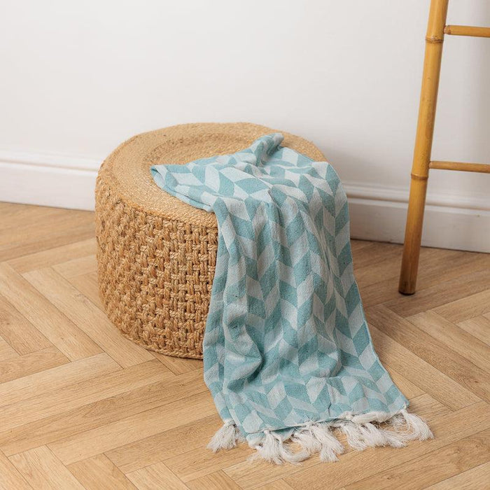 Herringbone Jacquard Throw - Duck Egg-Throw