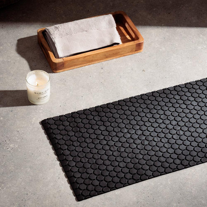Hexagonal PVC Bath Mat Black-Bath Mats