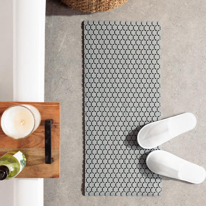 Hexagonal PVC Bath Mat Dove Grey-Bath Mats