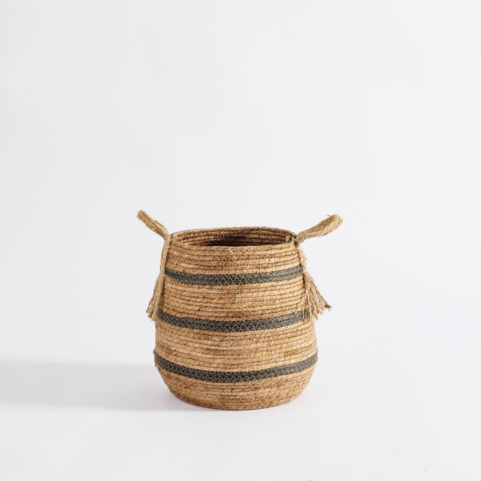 Home.Life Banana Leaf Black Stripe Basket Natural-Storage Basket