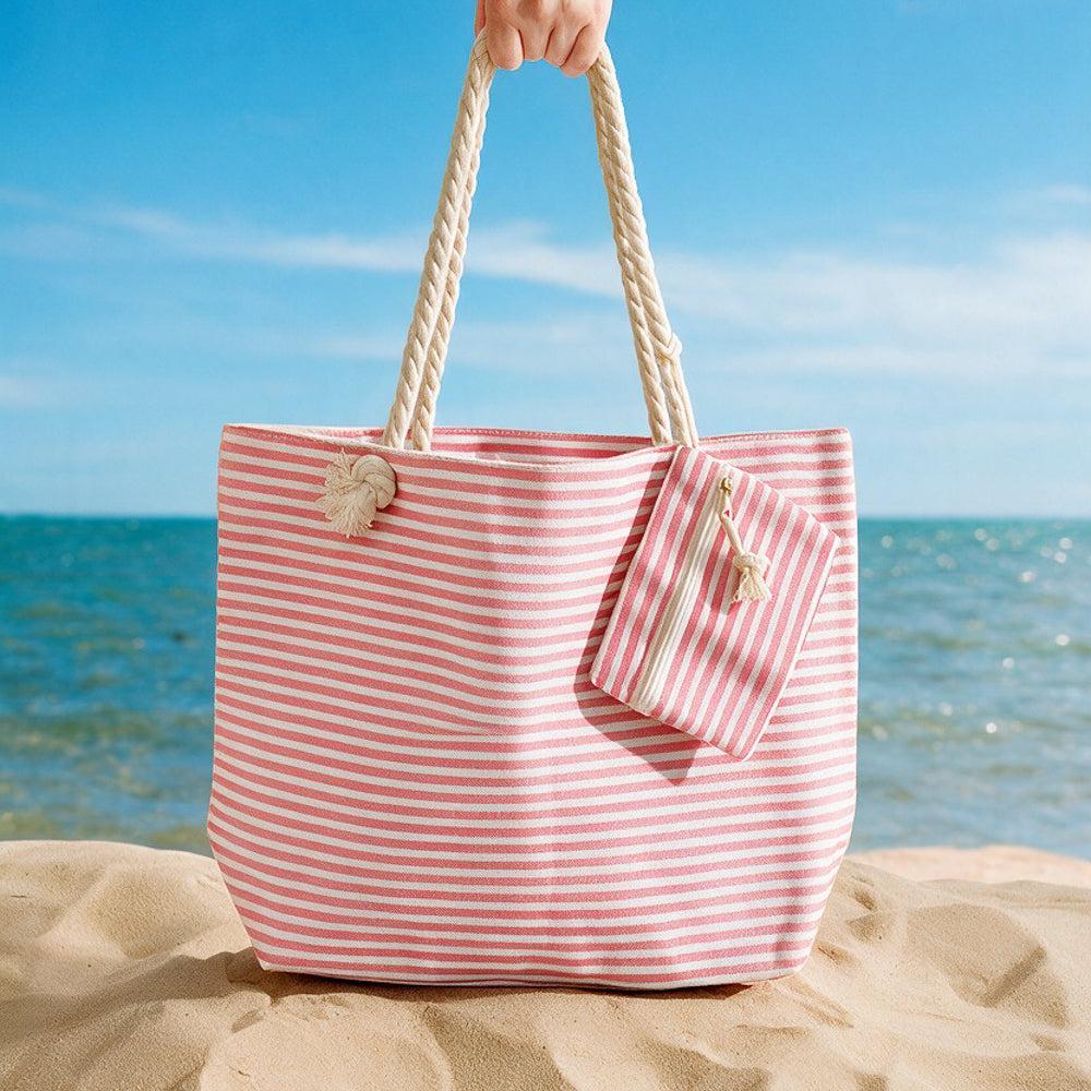 Home.Life Beach Bag Stripe Pink-Beach Bags