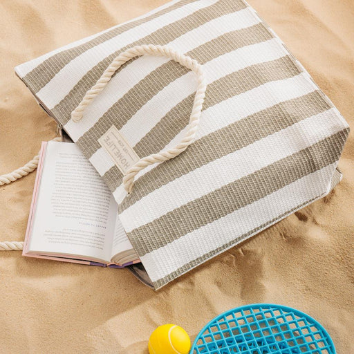 Home.Life Broad Stripe Beach Bag Grey-Beach Bags