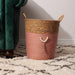 Conical Bulrush & Paper Basket - Coral-Basket