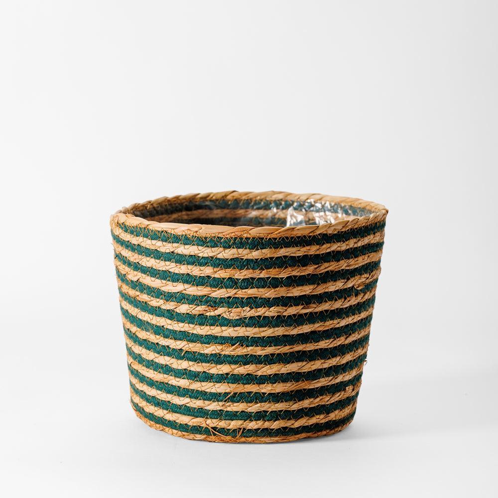 Home.life Bulrush Cotton Lined Planter Forest Green-Planters