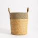 Home.life Bulrush Cotton Loop Handle Basket Black and Natural-Storage Baskets