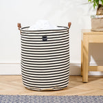 Home.Life Canvas Laundry Basket Bold Black Stripe