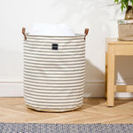 Home.Life Canvas Laundry Basket Bold Grey Stripe