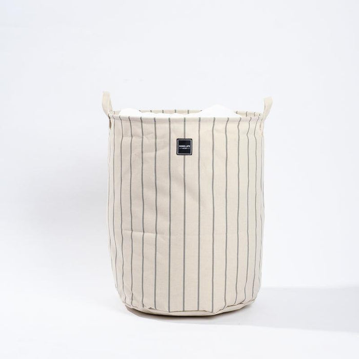 Home Life Canvas Laundry Basket - Grey Stripe-Laundry Basket