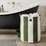 Home.Life Canvas Laundry Storage Bag Broad Stripe Dark Moss