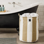 Home.Life Canvas Laundry Storage Bag Broad Stripe Mocca