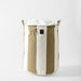 Home.Life Canvas Laundry Storage Bag Broad Stripe Stone-Laundry Basket