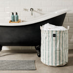 Home.Life Canvas Laundry Storage Bag Pinstripe Forest Fern
