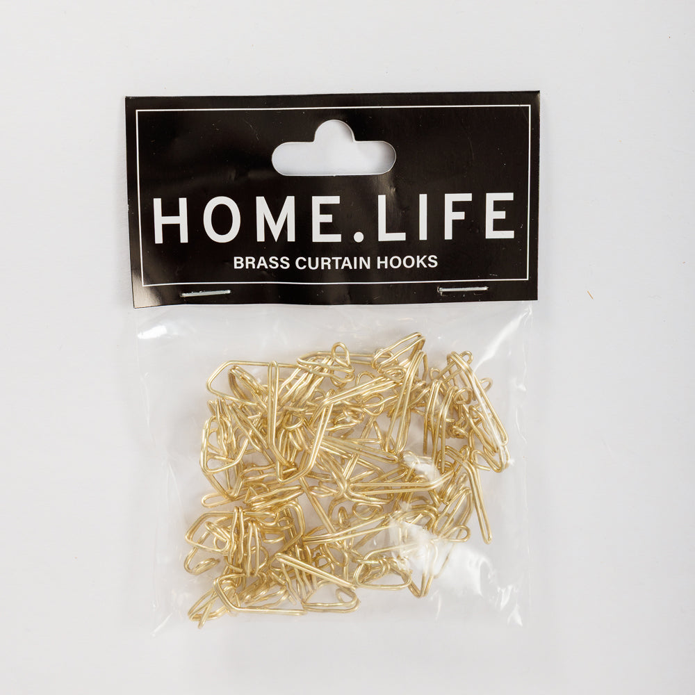 Home.Life Curtain Hooks 50 piece Brass Plated-Curtain Accessories