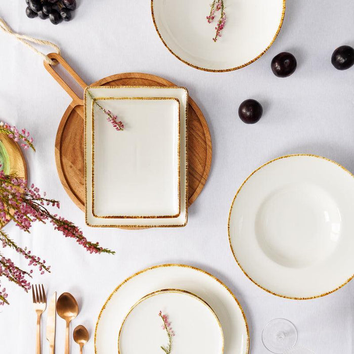 Dinner Rimmed Plate - Natural Ivory-Ceramic